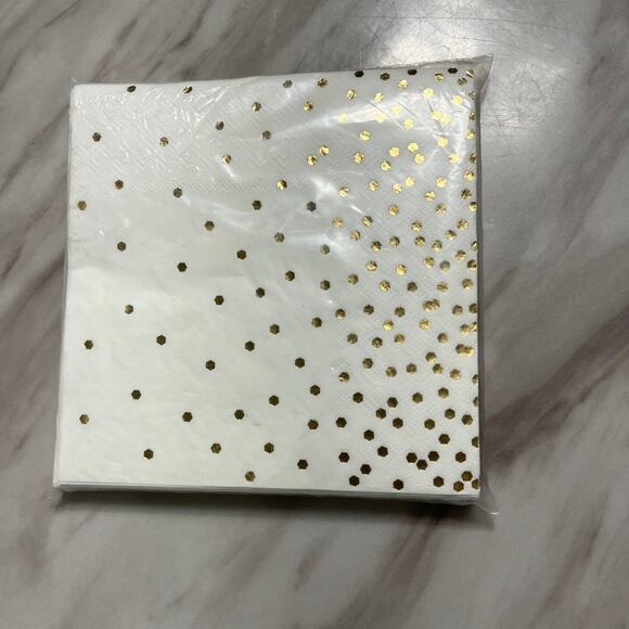 30ct Disposable Lunch Napkins with Foil Gold - Spritz - Picture 2 of 3